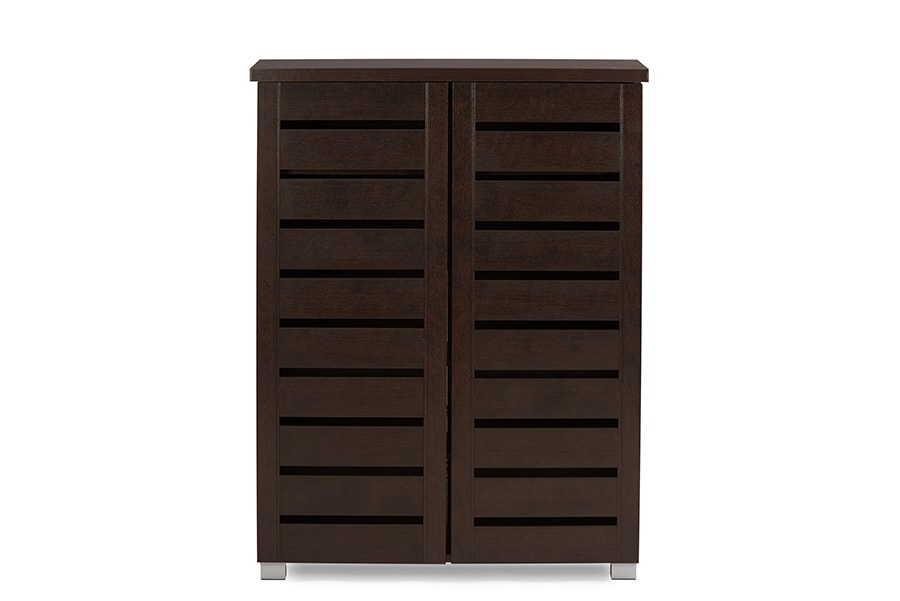 baxton studio adalwin modern and contemporary 2 door dark brown wooden entryway shoes storage cabinet | Modish Furniture Store-2