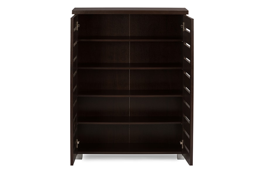 baxton studio adalwin modern and contemporary 2 door dark brown wooden entryway shoes storage cabinet | Modish Furniture Store-3