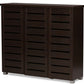 Baxton Studio Adalwin Modern and Contemporary 3-Door Dark Brown Wooden Entryway Shoes Storage Cabinet | Cabinets | Modishstore - 5