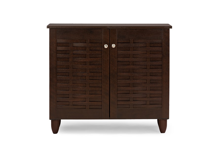 baxton studio winda modern and contemporary 2 door dark brown wooden entryway shoes storage cabinet | Modish Furniture Store-2