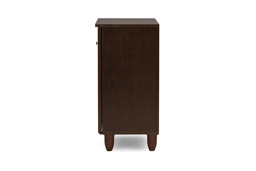 baxton studio winda modern and contemporary 2 door dark brown wooden entryway shoes storage cabinet | Modish Furniture Store-5