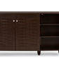 baxton studio fernanda modern and contemporary 3 door oak brown wooden entryway shoes storage wide cabinet | Modish Furniture Store-7