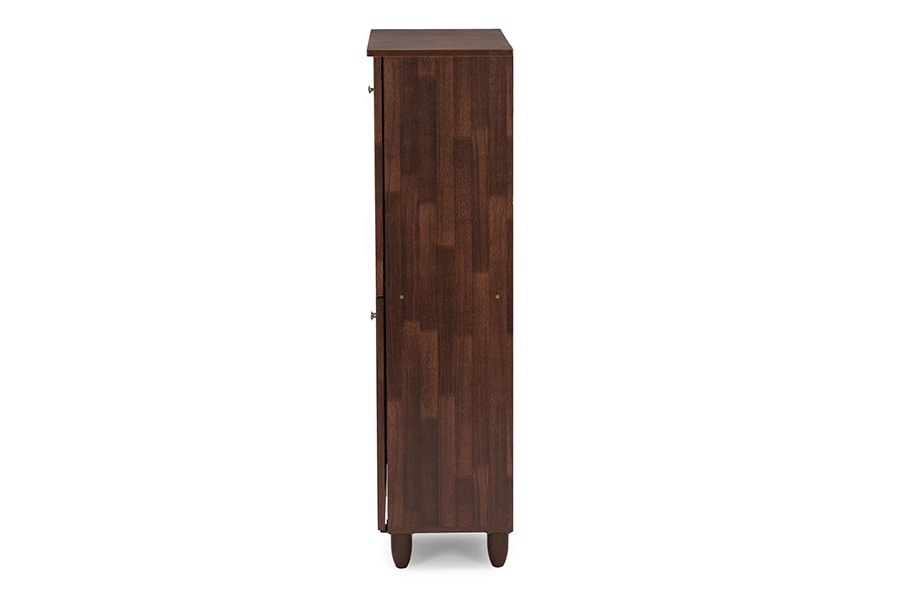baxton studio fernanda modern and contemporary 4 door oak brown wooden entryway shoes storage tall cabinet | Modish Furniture Store-6