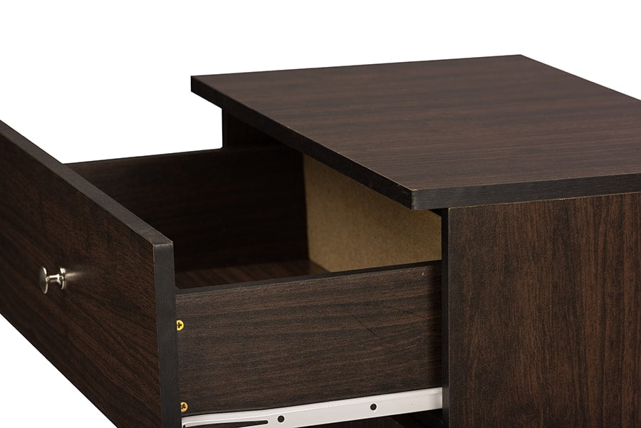 baxton studio felda dark brown modern shoe cabinet with 2 doors and drawer | Modish Furniture Store-6
