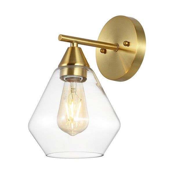 Safavieh Lyona, 8.5 Inch, Gold/Clear, Iron/Glass Wall Sconce Set Of 2 Set Of 2 - Gold | Sconces | Modishstore - 2