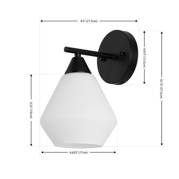 Safavieh Lyona, 8.5 Inch, Black/White, Iron/Glass Wall Sconce Set Of 2 Set Of 2 - Black | Sconces | Modishstore - 3