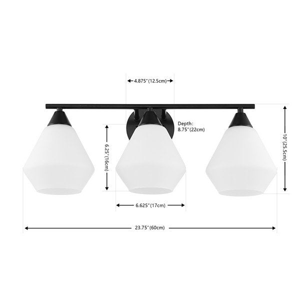 Safavieh Amani, 3 Light, 24 Inch, Black/White, Iron Wall Sconce - Black | Sconces | Modishstore
