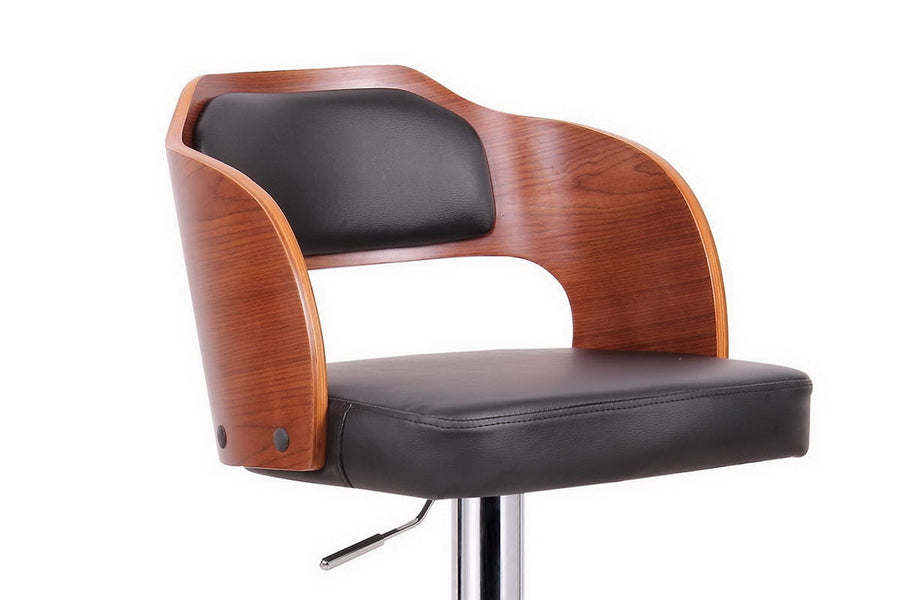 baxton studio sitka walnut and black modern bar stool | Modish Furniture Store-2