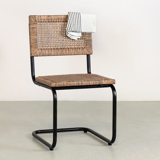 Soho Side Chair - Rattan/Iron Grey Set of 2 by Jeffan | Side Chairs | Modishstore