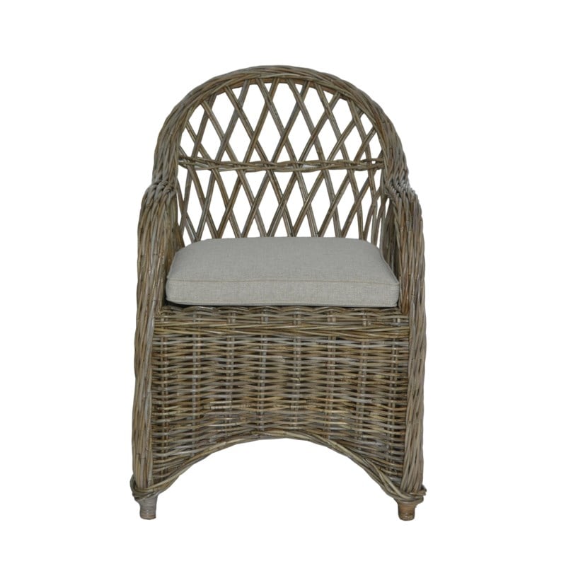 Bayside Round Rattan Back Arm Chair With An Argyle Patterned Back Set of 2 by Jeffan | Armchairs | Modishstore