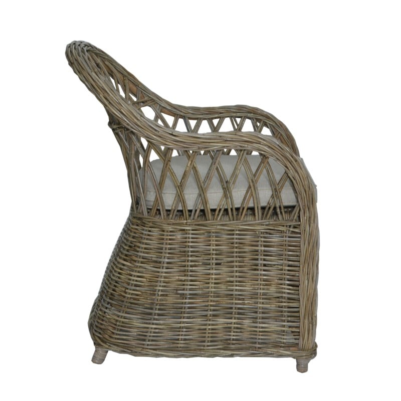 Bayside Round Rattan Back Arm Chair With An Argyle Patterned Back Set of 2 by Jeffan | Armchairs | Modishstore - 2