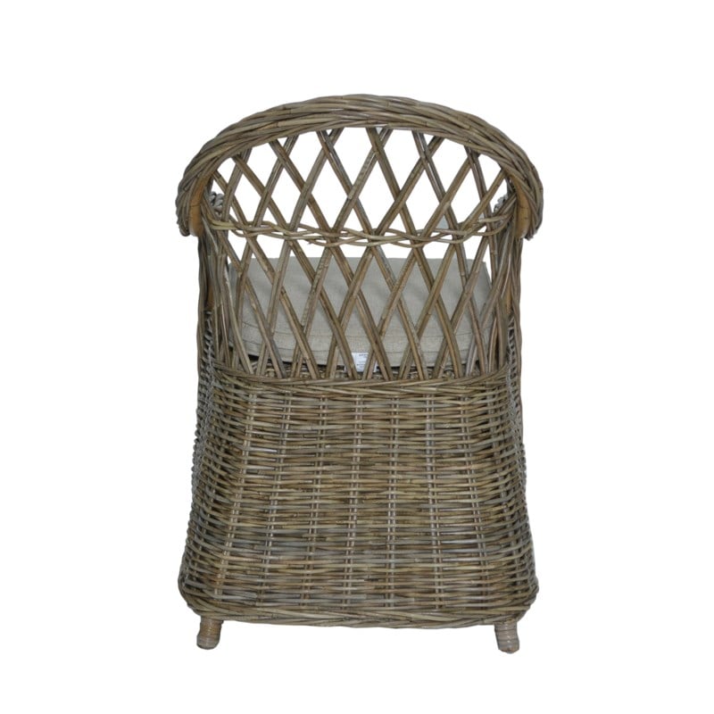 Bayside Round Rattan Back Arm Chair With An Argyle Patterned Back Set of 2 by Jeffan | Armchairs | Modishstore - 3