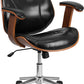 Flash Furniture Mid-Back Black Leather Executive Wood Swivel Office Chair | Office Chairs | Modishstore - 1