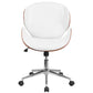 Flash Furniture Mid-Back Walnut Wood Swivel Conference Chair In White Leather | Office Chairs | Modishstore-2