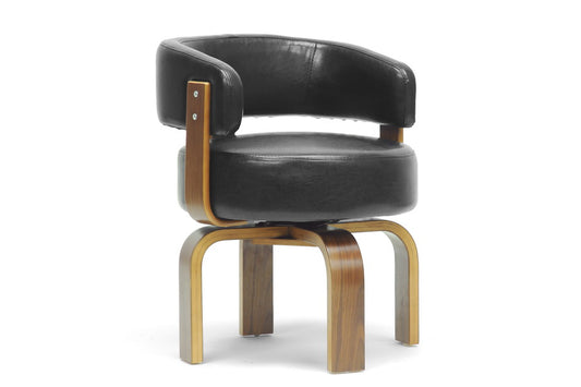 Baxton Studio Fortson Walnut and Black Modern Accent Chair | Modishstore | Accent Chairs