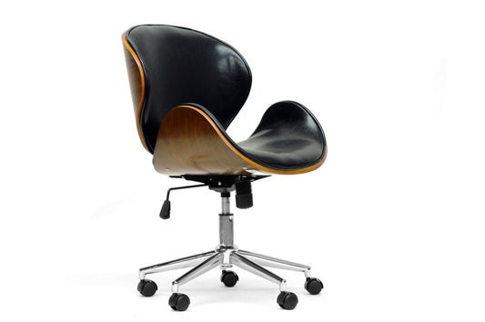 Baxton Studio Bruce Walnut and Black Modern Office Chair | Modishstore | Office Chairs