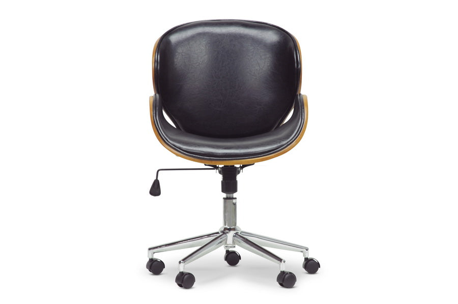 baxton studio bruce walnut and black modern office chair | Modish Furniture Store-2
