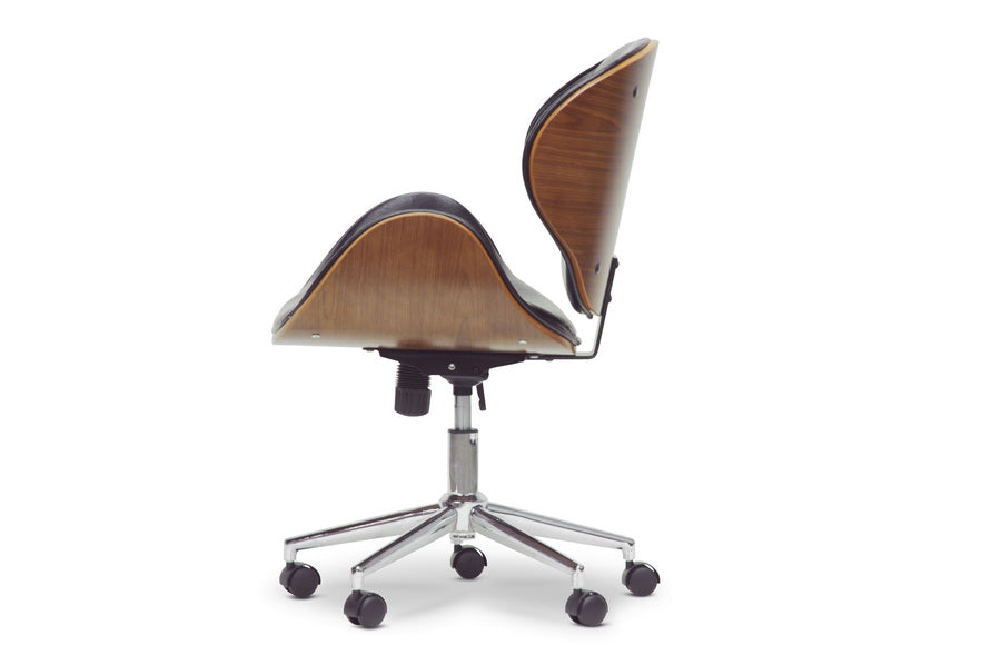 baxton studio bruce walnut and black modern office chair | Modish Furniture Store-3