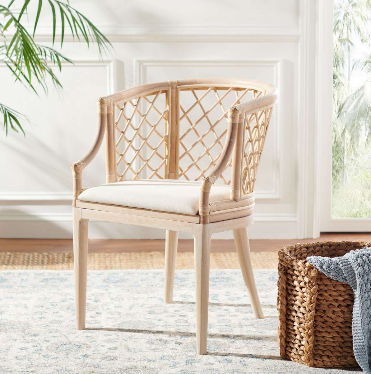 Safavieh Carlotta Arm Chair - Natural White Wash | Accent Chairs | Modishstore