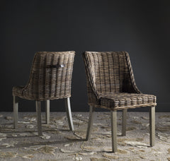 Safavieh Caprice Wicker Dining Chair With Leather Handle