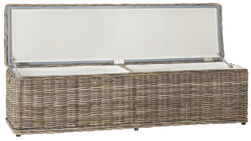 Safavieh Caius Wicker Bench With Storage | Benches | Modishstore - 2