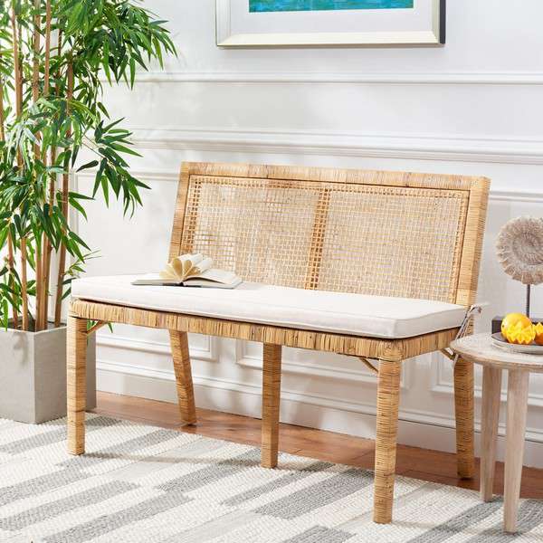 Safavieh Civility Antique Webbing Sofa Bench - Natural | Benches | Modishstore - 4