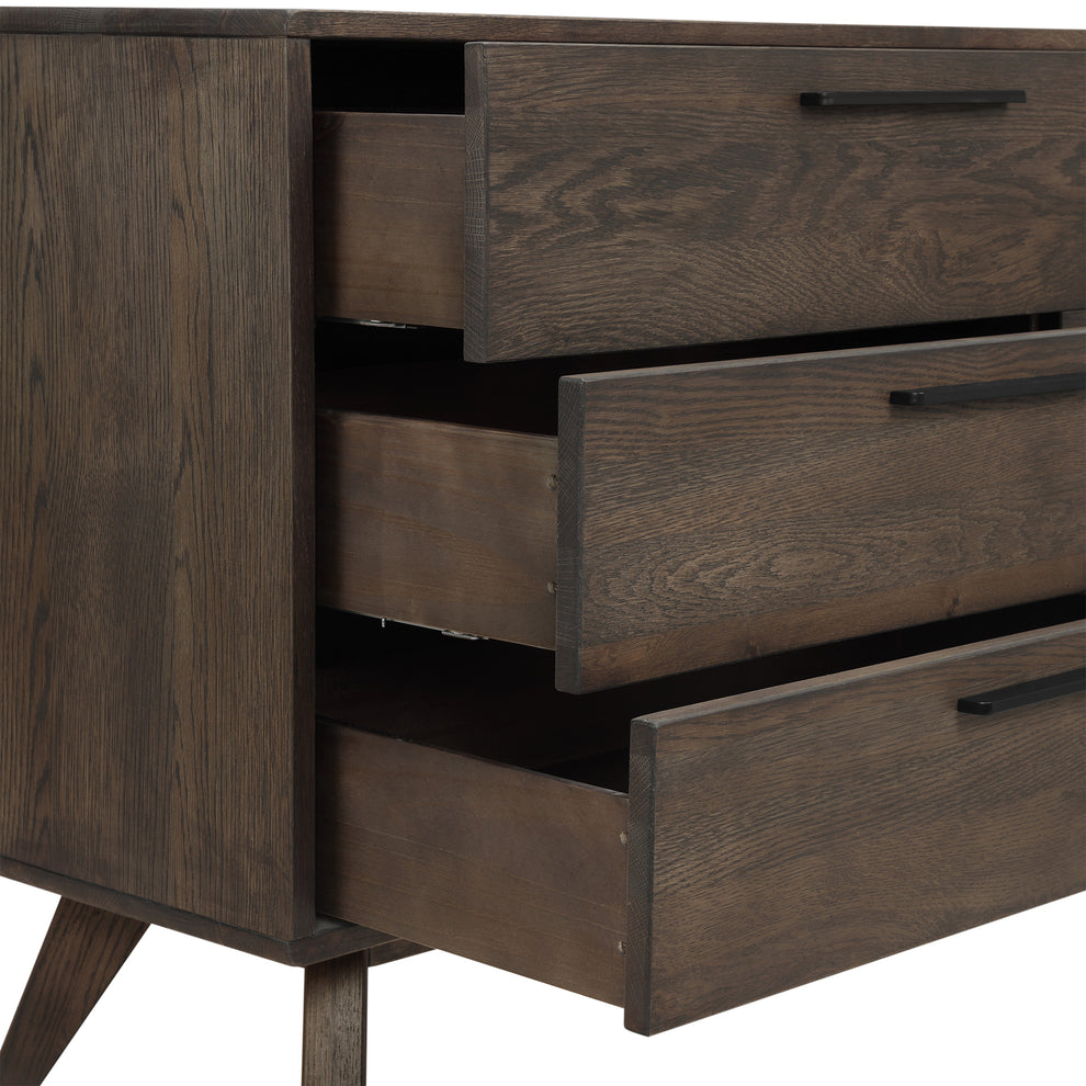 Astoria 4 Piece King Bedroom Set in Oak with Black Faux Leather  By Armen Living | Bedroom Sets | Modishstore - 7