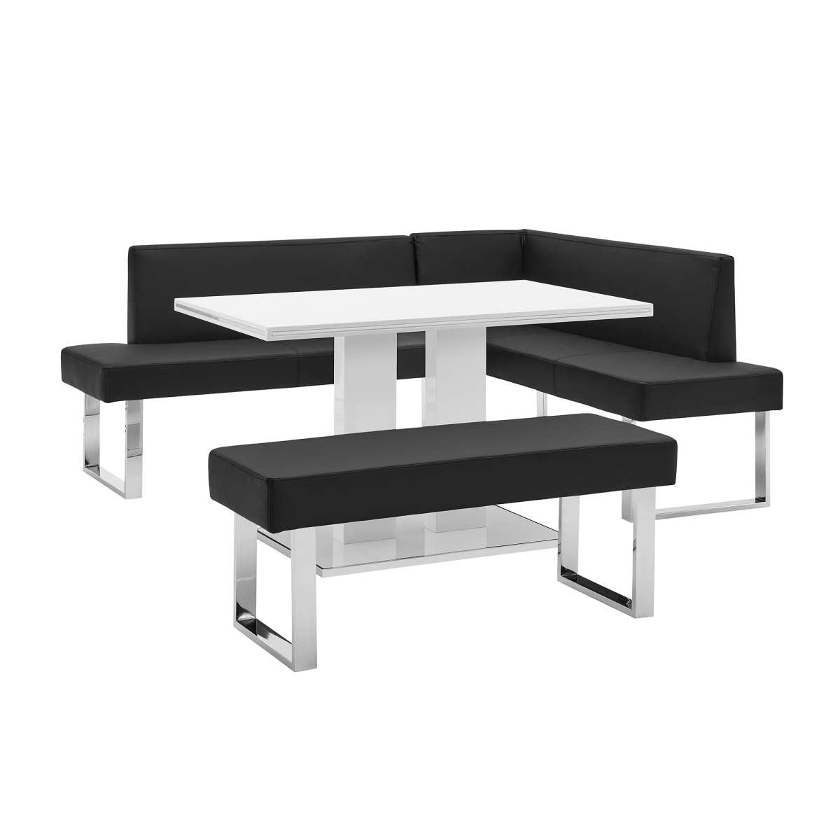 Amanda 3 Piece Black Rectangular Dining Set By Armen Living | Dining Sets | Modishstore