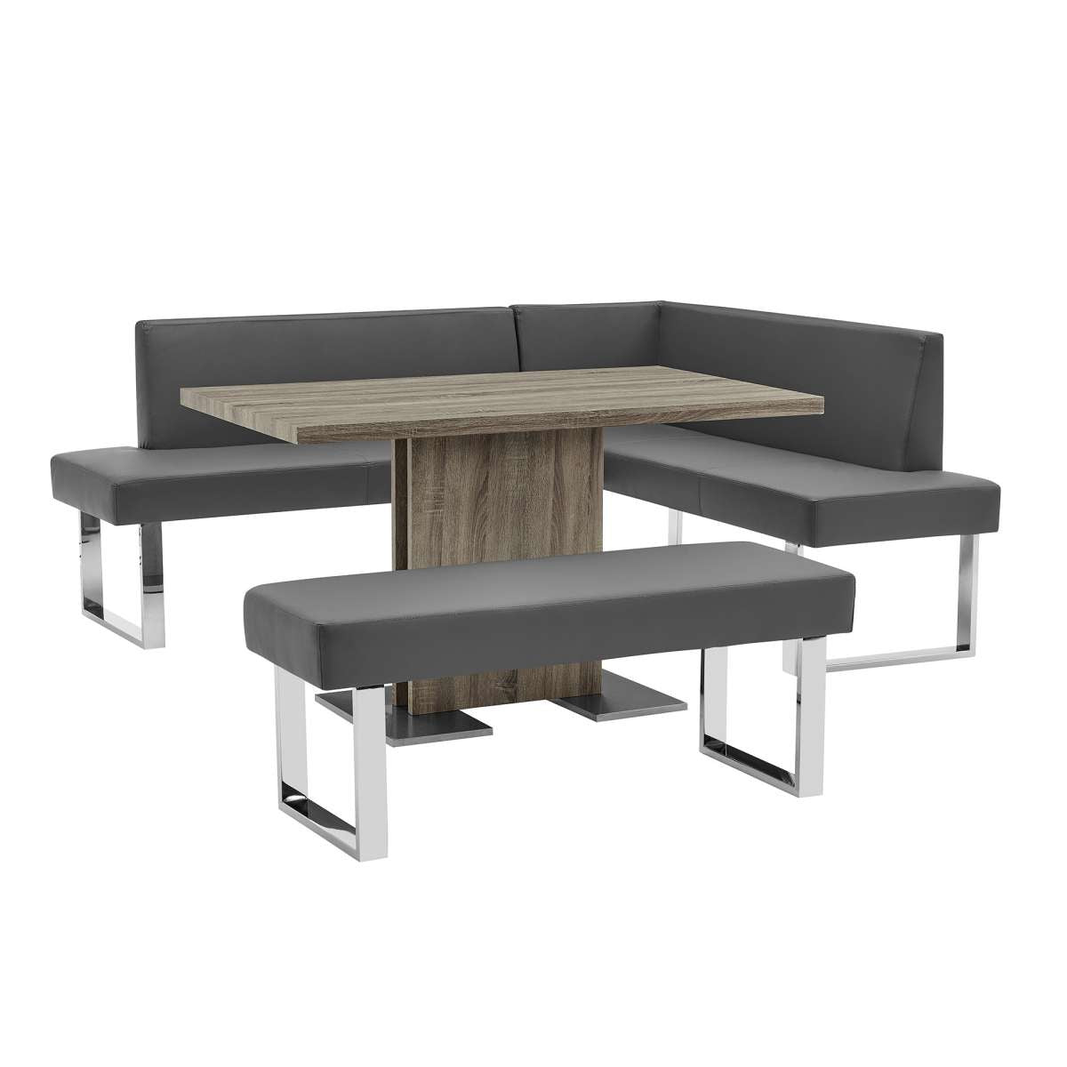 Zenith and Amanda 3 Piece Gray Rectangular Dining Set By Armen Living | Dining Sets | Modishstore