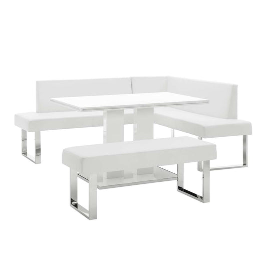 Amanda 3 Piece White Rectangular Dining Set By Armen Living | Dining Sets | Modishstore