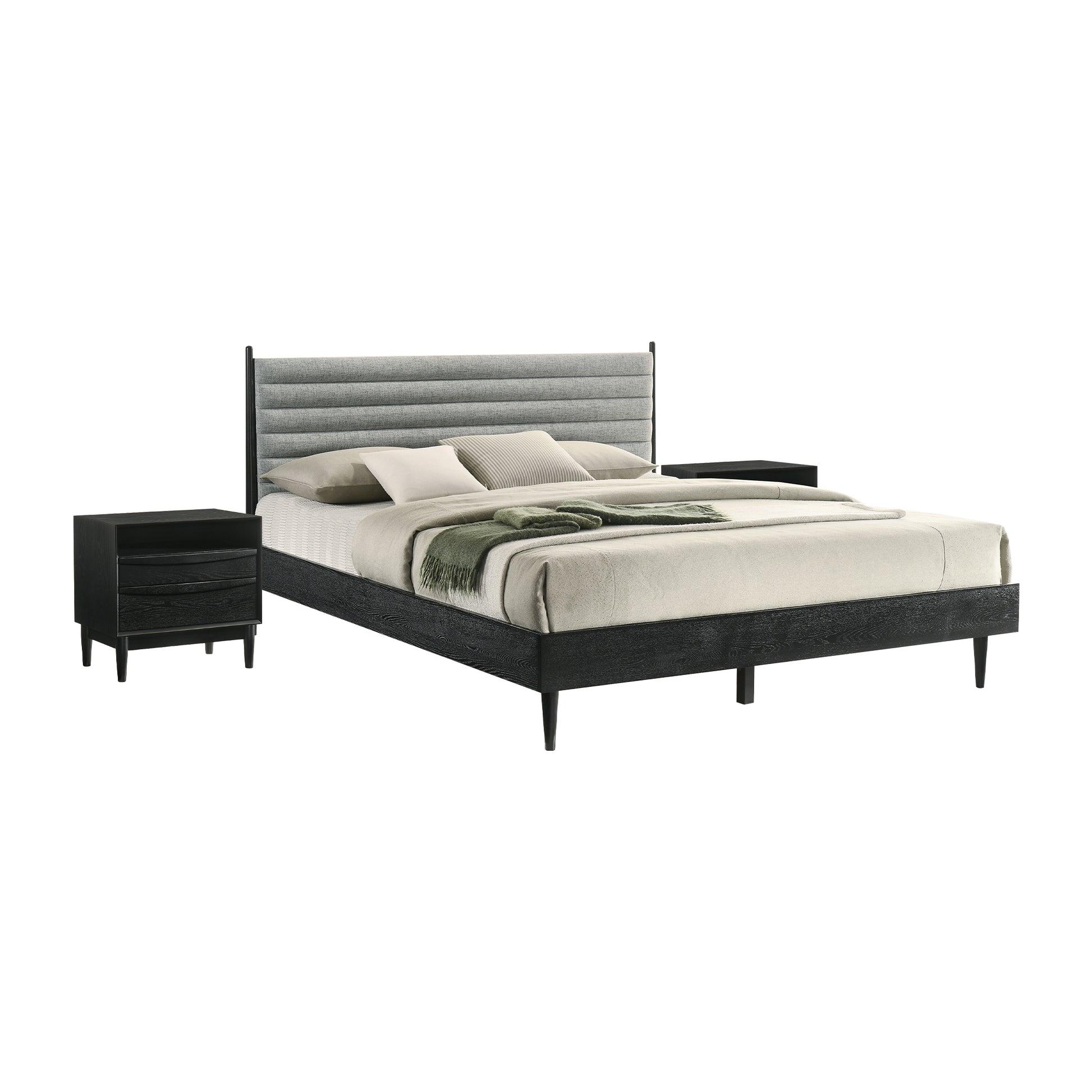 Artemio King 3 Piece Wood Bedroom Set in Black Finish By Armen Living | Bedroom Sets | Modishstore - 2