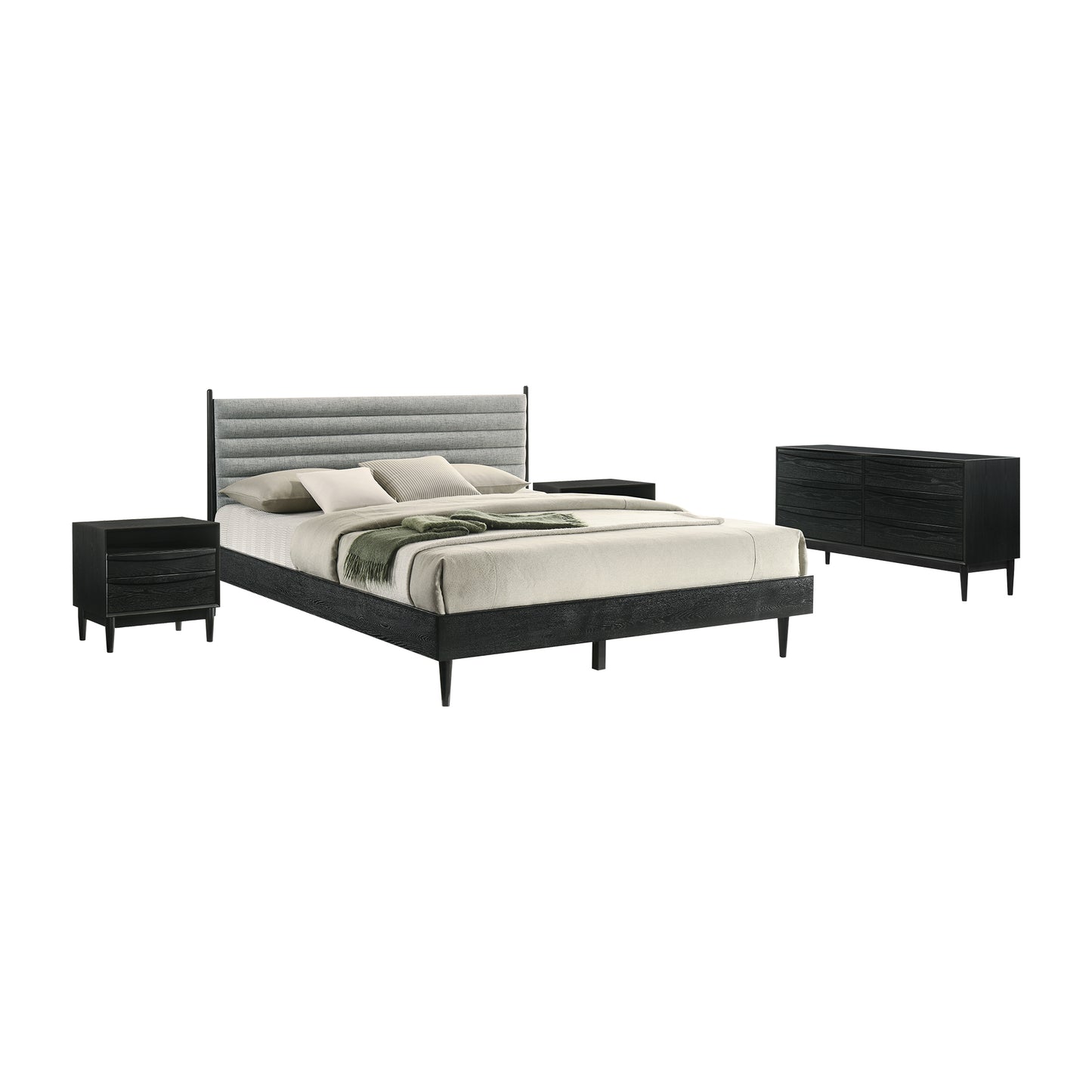 Artemio King 4 Piece Wood Bedroom Set in Black Finish By Armen Living | Bedroom Sets | Modishstore - 2