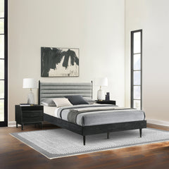 Artemio Queen 3 Piece Wood Bedroom Set in Black Finish By Armen Living