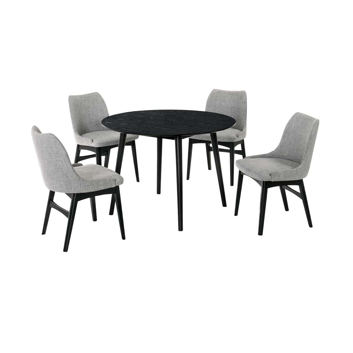 Arcadia and Azalea 42" Round Grey and Black Wood 5 Piece Dining Set By Armen Living | Dining Sets | Modishstore