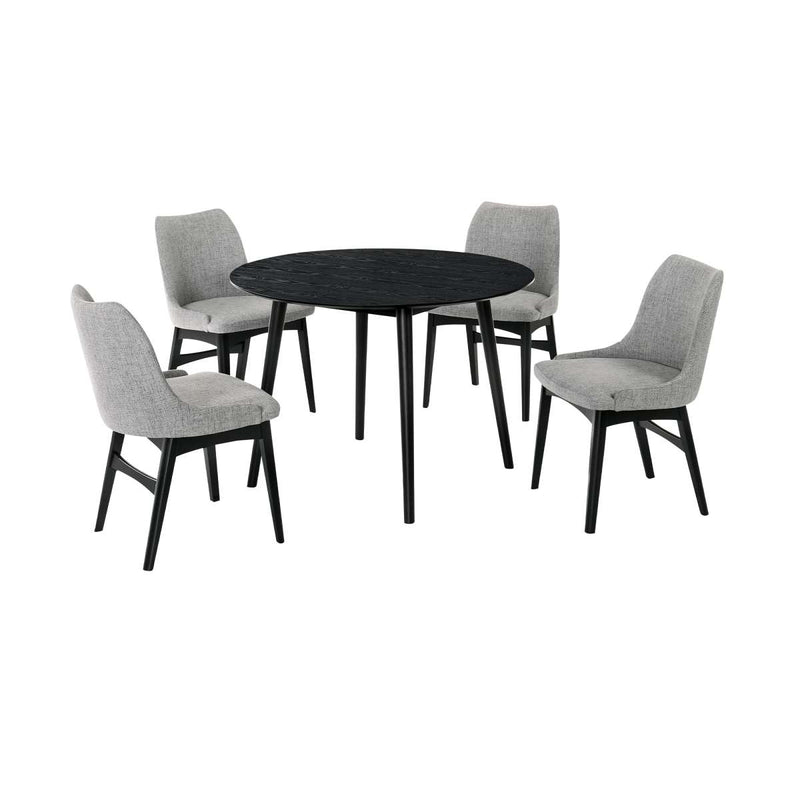 Arcadia and Azalea 42" Round Grey and Black Wood 5 Piece Dining Set By Armen Living | Dining Sets | Modishstore