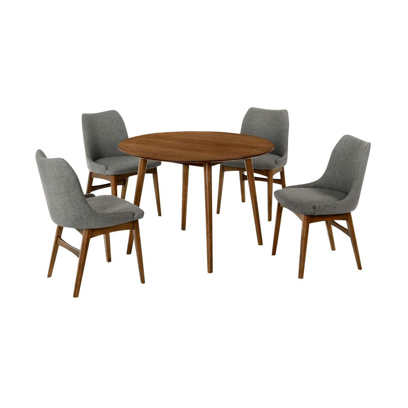 Arcadia and Azalea 42" Round Charcoal and Walnut Wood 5 Piece Dining Set By Armen Living | Dining Sets | Modishstore