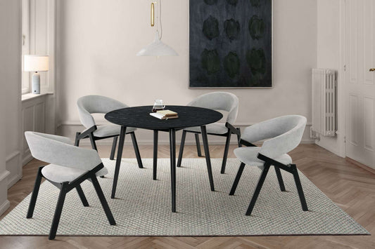 Arcadia and Talulah 42" Round Grey and Black Wood 5 Piece Dining Set By Armen Living | Dining Sets | Modishstore