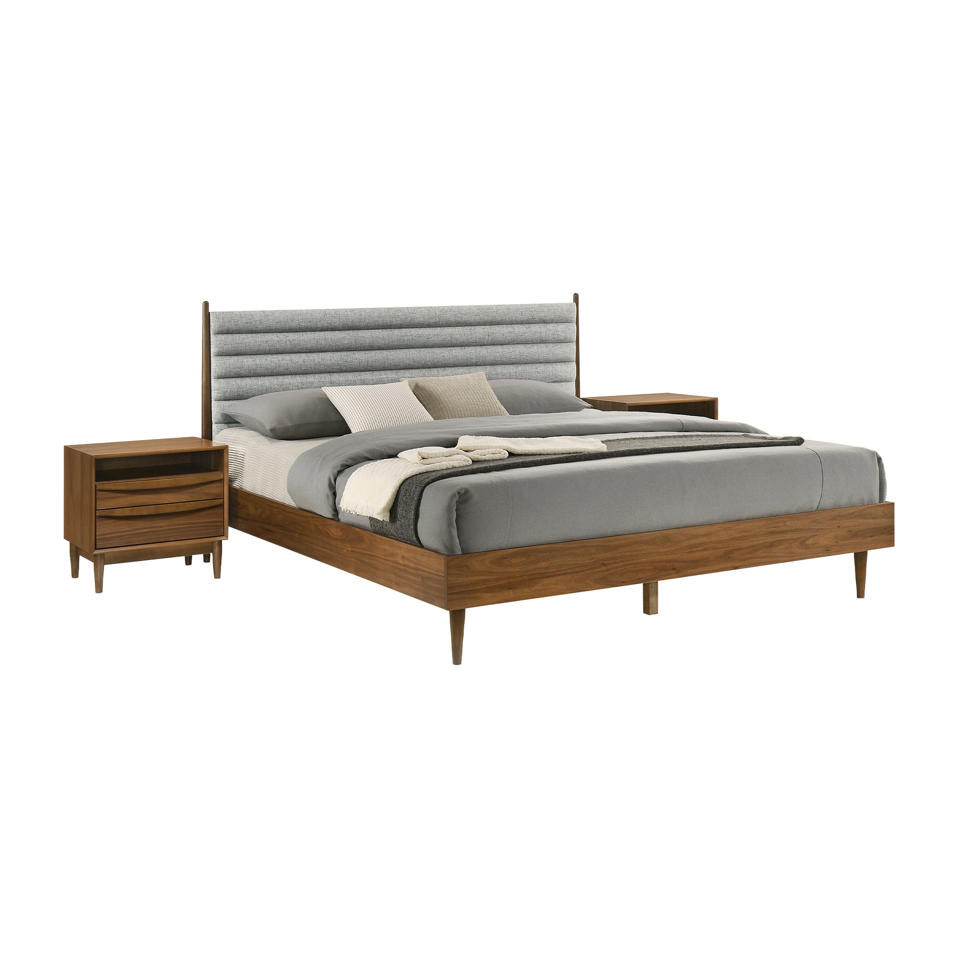 Artemio King 3 Piece Wood Bedroom Set in Walnut Finish By Armen Living | Bedroom Sets | Modishstore - 2