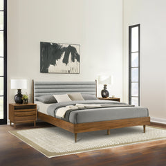 Artemio King 3 Piece Wood Bedroom Set in Walnut Finish By Armen Living