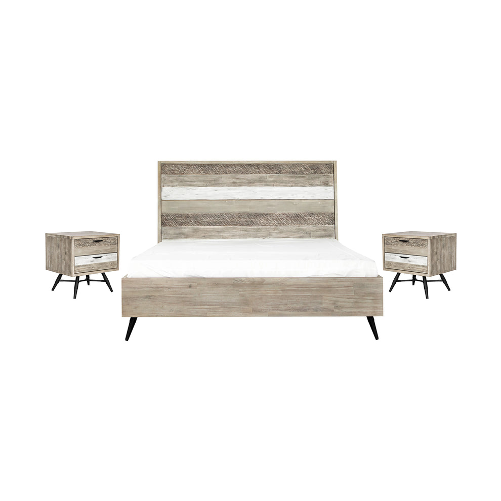Bridges 3 Piece King Bedroom Set in Two-Tone Acacia Wood By Armen Living | Bedroom Sets | Modishstore - 2