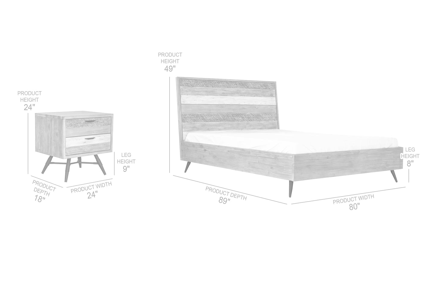 Bridges 3 Piece King Bedroom Set in Two-Tone Acacia Wood By Armen Living | Bedroom Sets | Modishstore - 8