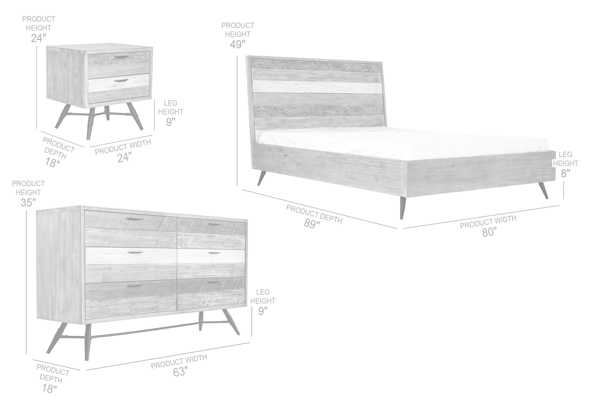 Bridges 4 Piece King Bedroom Set in Two-Tone Acacia Wood By Armen Living | Bedroom Sets | Modishstore - 9