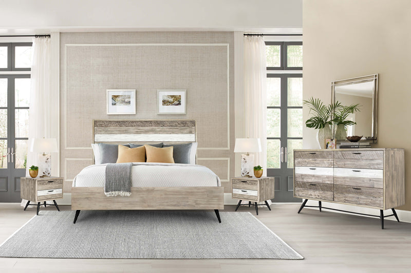 Bridges 4 Piece King Bedroom Set in Two-Tone Acacia Wood By Armen Living | Bedroom Sets | Modishstore