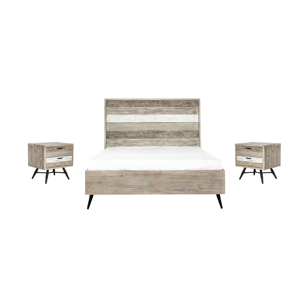 Bridges 3 Piece Queen Bedroom Set in Two-Tone Acacia Wood By Armen Living | Bedroom Sets | Modishstore - 2