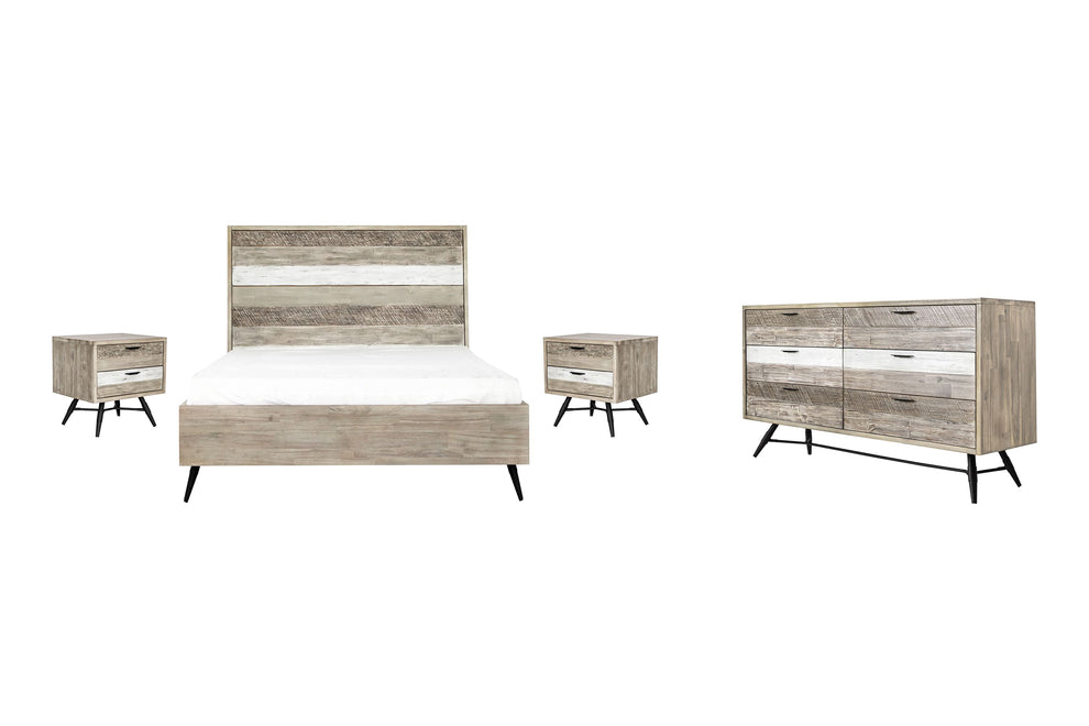 Bridges 4 Piece Queen Bedroom Set in Two-Tone Acacia Wood By Armen Living | Bedroom Sets | Modishstore - 2