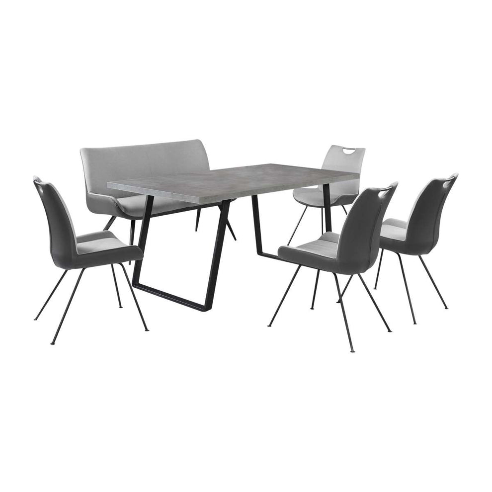 Coronado 6 Piece Pewter Rectangular Dining Set By Armen Living | Dining Sets | Modishstore - 2
