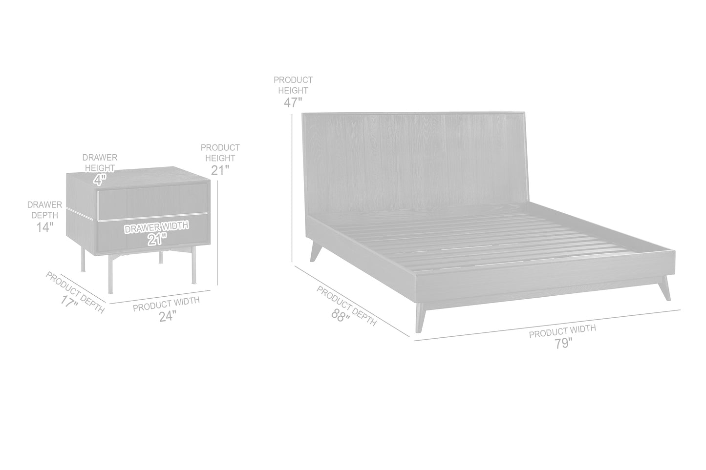Carnaby King 3 Piece Bedroom Set in Black Brushed Oak Wood By Armen Living | Bedroom Sets | Modishstore - 8