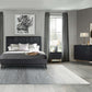 Carnaby Queen 4 Piece Bedroom Set in Black Brushed Oak Wood By Armen Living | Bedroom Sets | Modishstore