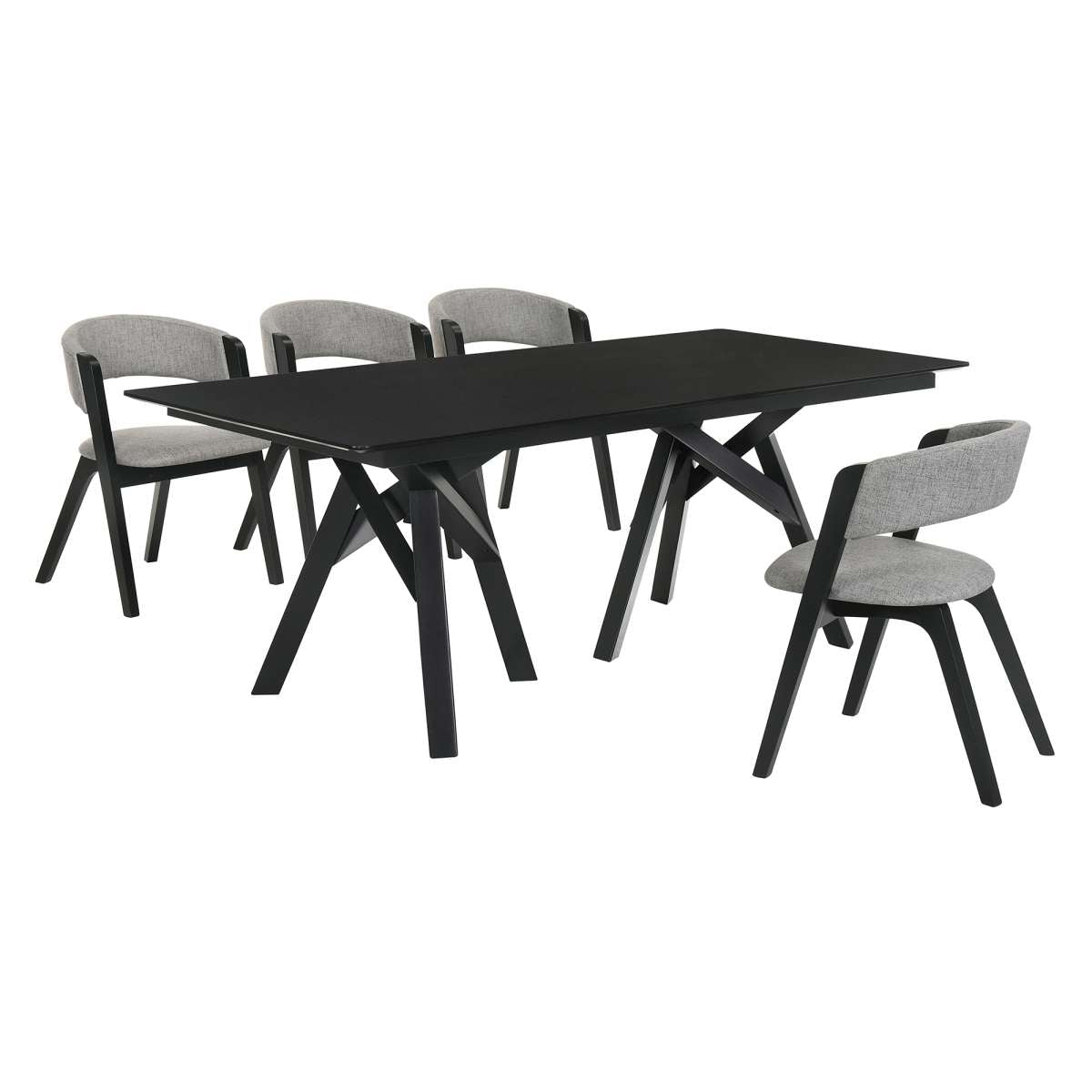 Cortina and Rowan 5 Piece Black Rectangular Dining Set By Armen Living | Dining Sets | Modishstore