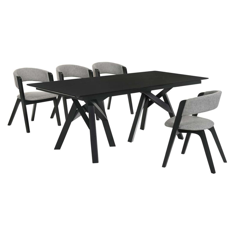 Cortina and Rowan 5 Piece Black Rectangular Dining Set By Armen Living | Dining Sets | Modishstore